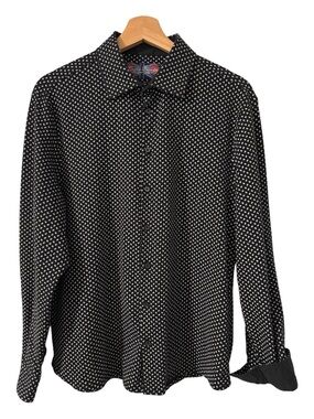 English Laundry Mens Black 100% Cotton Tailored Fit Micro Quatrefoil Print M